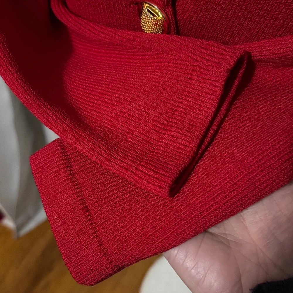 EUC Vintage J.S.S.-Oversized Sweater Blazer-Single Button-Red-Sz M-Wool/Rayon - Picture 5 of 15